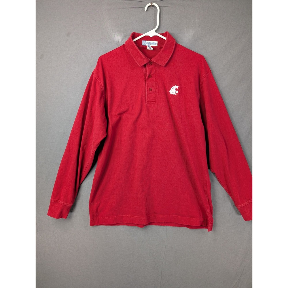 Extreme‎ Washington State University WSU Cougars Long Sleeve Polo Red Large